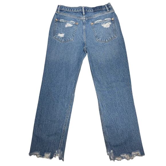 Free People We the Free Tapered Baggy Boyfriend Distressed Cropped Jeans - Picture 4 of 10